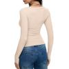 imageREORIA Long Sleeve Shirts for Women Scoop Neck Going Out Slim Basic Tshirts 2025 Trendy Tops Ribbed Knit Fall OutfitsApricot
