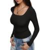 imageREORIA Long Sleeve Shirts for Women Scoop Neck Going Out Slim Basic Tshirts 2025 Trendy Tops Ribbed Knit Fall OutfitsBlack
