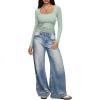 imageREORIA Long Sleeve Shirts for Women Scoop Neck Going Out Slim Basic Tshirts 2025 Trendy Tops Ribbed Knit Fall OutfitsLight Green