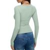 imageREORIA Long Sleeve Shirts for Women Scoop Neck Going Out Slim Basic Tshirts 2025 Trendy Tops Ribbed Knit Fall OutfitsLight Green