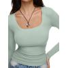 imageREORIA Long Sleeve Shirts for Women Scoop Neck Going Out Slim Basic Tshirts 2025 Trendy Tops Ribbed Knit Fall OutfitsLight Green