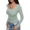 imageREORIA Long Sleeve Shirts for Women Scoop Neck Going Out Slim Basic Tshirts 2025 Trendy Tops Ribbed Knit Fall OutfitsLight Green