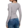 imageREORIA Long Sleeve Shirts for Women Scoop Neck Going Out Slim Basic Tshirts 2025 Trendy Tops Ribbed Knit Fall OutfitsLight Grey