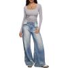 imageREORIA Long Sleeve Shirts for Women Scoop Neck Going Out Slim Basic Tshirts 2025 Trendy Tops Ribbed Knit Fall OutfitsLight Grey