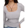 imageREORIA Long Sleeve Shirts for Women Scoop Neck Going Out Slim Basic Tshirts 2025 Trendy Tops Ribbed Knit Fall OutfitsLight Grey