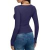 imageREORIA Long Sleeve Shirts for Women Scoop Neck Going Out Slim Basic Tshirts 2025 Trendy Tops Ribbed Knit Fall OutfitsNavy Blue
