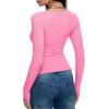 imageREORIA Long Sleeve Shirts for Women Scoop Neck Going Out Slim Basic Tshirts 2025 Trendy Tops Ribbed Knit Fall OutfitsPink