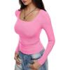 imageREORIA Long Sleeve Shirts for Women Scoop Neck Going Out Slim Basic Tshirts 2025 Trendy Tops Ribbed Knit Fall OutfitsPink