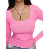 imageREORIA Long Sleeve Shirts for Women Scoop Neck Going Out Slim Basic Tshirts 2025 Trendy Tops Ribbed Knit Fall OutfitsPink