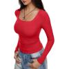 imageREORIA Long Sleeve Shirts for Women Scoop Neck Going Out Slim Basic Tshirts 2025 Trendy Tops Ribbed Knit Fall OutfitsRed
