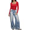 imageREORIA Long Sleeve Shirts for Women Scoop Neck Going Out Slim Basic Tshirts 2025 Trendy Tops Ribbed Knit Fall OutfitsRed