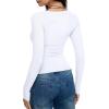 imageREORIA Long Sleeve Shirts for Women Scoop Neck Going Out Slim Basic Tshirts 2025 Trendy Tops Ribbed Knit Fall OutfitsWhite
