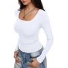 imageREORIA Long Sleeve Shirts for Women Scoop Neck Going Out Slim Basic Tshirts 2025 Trendy Tops Ribbed Knit Fall OutfitsWhite