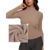 imageREORIA Womens Turtleneck Tops Slim Ribbed Knit Basic Mock Neck Long Sleeve Shirts 2025 Fall Winter Layering OutfitsKhaki
