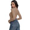 imageREORIA Womens Turtleneck Tops Slim Ribbed Knit Basic Mock Neck Long Sleeve Shirts 2025 Fall Winter Layering OutfitsKhaki