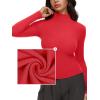 imageREORIA Womens Turtleneck Tops Slim Ribbed Knit Basic Mock Neck Long Sleeve Shirts 2025 Fall Winter Layering OutfitsRed