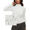 imageREORIA Womens Turtleneck Tops Slim Ribbed Knit Basic Mock Neck Long Sleeve Shirts 2025 Fall Winter Layering OutfitsWhite