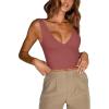imageREORIA Butsmooth Womens Trendy Sexy Plunge Deep V Neck Sleeveless V Backless Slim Fit Going Out Crop Tank TopsMauve Red