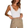 imageREORIA Butsmooth Womens Trendy Sexy Plunge Deep V Neck Sleeveless V Backless Slim Fit Going Out Crop Tank TopsOffwhite