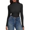 imageREORIA Womens Turtleneck Tops Slim Ribbed Knit Basic Mock Neck Long Sleeve Shirts 2025 Fall Winter Layering OutfitsBlack