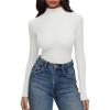 imageREORIA Womens Turtleneck Tops Slim Ribbed Knit Basic Mock Neck Long Sleeve Shirts 2025 Fall Winter Layering OutfitsWhite