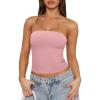 imageREORIA Womens Y2K Strapless Backless Tube Top Double Lined Sleeveless Crop Tank Top for Summer 2025 Going OutPink Dolphin