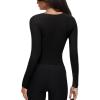 imageREORIA Womens Sexy Deep V Neck Bodysuit Cross Wrap Bodysuit Long Sleeve Double Lined Top Going Out OutfitsBlack Onyx
