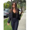 imageREORIA Womens Sexy Deep V Neck Bodysuit Cross Wrap Bodysuit Long Sleeve Double Lined Top Going Out OutfitsBlack Onyx
