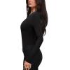 imageREORIA Womens Sexy Deep V Neck Bodysuit Cross Wrap Bodysuit Long Sleeve Double Lined Top Going Out OutfitsBlack Onyx