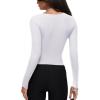 imageREORIA Womens Sexy Deep V Neck Bodysuit Cross Wrap Bodysuit Long Sleeve Double Lined Top Going Out OutfitsBrilliant White