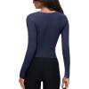 imageREORIA Womens Sexy Deep V Neck Bodysuit Cross Wrap Bodysuit Long Sleeve Double Lined Top Going Out OutfitsDark Denim
