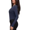 imageREORIA Womens Sexy Deep V Neck Bodysuit Cross Wrap Bodysuit Long Sleeve Double Lined Top Going Out OutfitsDark Denim