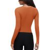imageREORIA Womens Sexy Deep V Neck Bodysuit Cross Wrap Bodysuit Long Sleeve Double Lined Top Going Out OutfitsHarvest Pumpkin