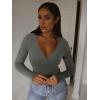 imageREORIA Womens Sexy Deep V Neck Bodysuit Cross Wrap Bodysuit Long Sleeve Double Lined Top Going Out OutfitsThyme