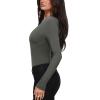 imageREORIA Womens Sexy Deep V Neck Bodysuit Cross Wrap Bodysuit Long Sleeve Double Lined Top Going Out OutfitsThyme