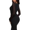 imageREORIA Womens Fall Mesh Sheer Long Sleeve Wedding Guest Dress Sexy Floral Bodycon Maxi Long DressesBlack Onyx