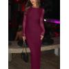 imageREORIA Womens Fall Mesh Sheer Long Sleeve Wedding Guest Dress Sexy Floral Bodycon Maxi Long DressesCordovan