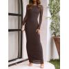 imageREORIA Womens Fall Mesh Sheer Long Sleeve Wedding Guest Dress Sexy Floral Bodycon Maxi Long DressesShaved Chocolate