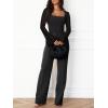 imageREORIA Womens Long Sleeve Square Neck Thong Bodysuit Sheer Mesh Double Lined Tops Fall Outfits 2025Black Onyx