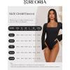 imageREORIA Womens Long Sleeve Square Neck Thong Bodysuit Sheer Mesh Double Lined Tops Fall Outfits 2025Black Onyx