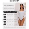 imageREORIA Womens Long Sleeve Square Neck Thong Bodysuit Sheer Mesh Double Lined Tops Fall Outfits 2025Brilliant White