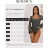 imageREORIA Womens Long Sleeve Square Neck Thong Bodysuit Sheer Mesh Double Lined Tops Fall Outfits 2025Thyme Thyme