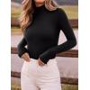 imageREORIA Womens Wool Blend Mock Turtle Neck Long Sleeve Basic Bodysuit Tops Fall ClothesBlack Onyx