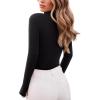 imageREORIA Womens Wool Blend Mock Turtle Neck Long Sleeve Basic Bodysuit Tops Fall ClothesBlack Onyx