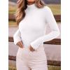 imageREORIA Womens Wool Blend Mock Turtle Neck Long Sleeve Basic Bodysuit Tops Fall ClothesBrilliant White