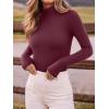 imageREORIA Womens Wool Blend Mock Turtle Neck Long Sleeve Basic Bodysuit Tops Fall ClothesCordovan