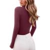 imageREORIA Womens Wool Blend Mock Turtle Neck Long Sleeve Basic Bodysuit Tops Fall ClothesCordovan