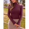 imageREORIA Womens Wool Blend Mock Turtle Neck Long Sleeve Basic Bodysuit Tops Fall ClothesCordovan
