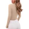 imageREORIA Womens Wool Blend Mock Turtle Neck Long Sleeve Basic Bodysuit Tops Fall ClothesLight Taupe