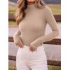 imageREORIA Womens Wool Blend Mock Turtle Neck Long Sleeve Basic Bodysuit Tops Fall ClothesLight Taupe